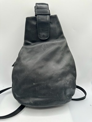 Bruno Rossi Black Leather Convertable Bag Backpack Made In Italy