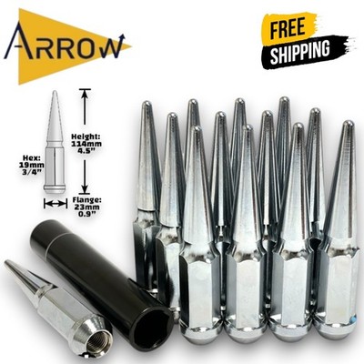 32 CHROME M14x1.5 Spike Lug Nuts 3/4''Hex Fit:Ford 1999-2023 F250 F350 Super Duty
