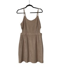 Lulus Women's Tan Side Cut Out Mini Dress Soft Sleeveless Straps Size XL