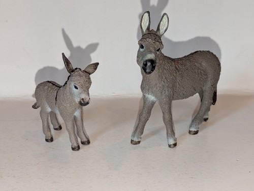 Schleich Grey Donkey & Foal Baby 2013/2014 Farm Animal Figures