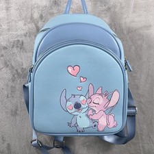 Loungefly Disney Lilo  Stitch Stitch Angel Couple Mini Backpack Hearts Blue