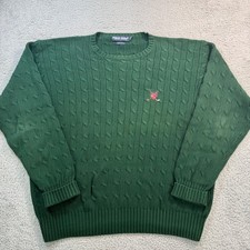 Polo Golf Ralph Lauren Mens Green Cable Knit Cotton Sweater Size XL