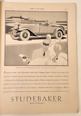 1930 Studebaker Commander Eight Regal Roadster Original Full Page Magazine Ad