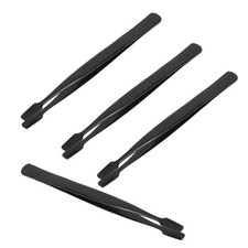 4 Pcs Industrial Tweezers Craft Philatelic Stamp Handler Black Stainless