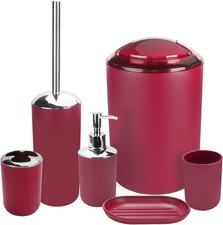 6 Piece Bathroom Accessories Set, Burgundy Bathroom Set