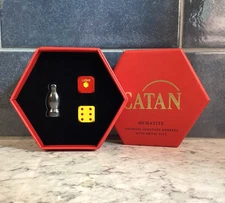 FANROLL CATAN Premium Gemstone Robber with Metal Dice  *HEMATITE* NEW