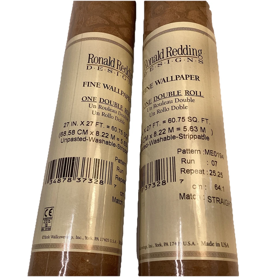 Papel tapiz vintage Ronald Redding Designs York marrón en relieve 2 rollos Dbl MEO194 Foto 2 de 4