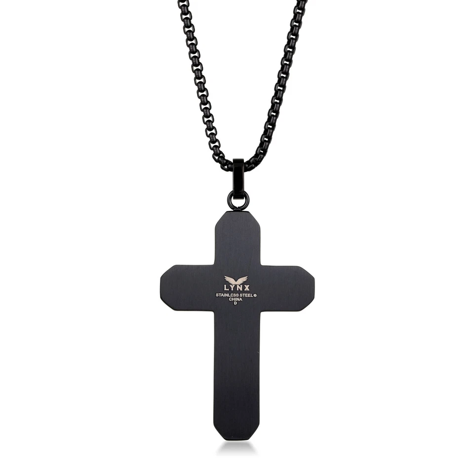 Colgante Cruz Acero Inoxidable Chapado en Iones Negro con Diamantes de 0.06 Quilates - 24" Foto 2 de 4