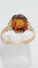 Art deco 9ct Rose Gold Madeira Citrine  Ring Size M Hallmark  9ct   size o