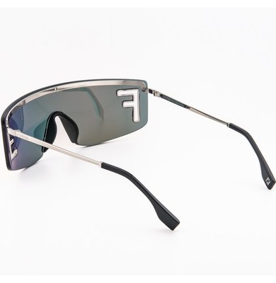 FENDI SPORT FE40168U Silver Orange Mirror Unisex Logo Wrap Mask