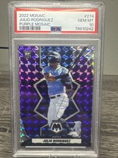 JULIO RODRIGUEZ #/49 PURPLE PRIZM 2022 Panini Mosaic ROOKIE #274 RC PSA 10