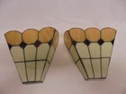 VINTAGE PAIR ART DECO TIFFANY STYLE STAINED GLASS WALL LIGHT LAMP SHADE LOXTON
