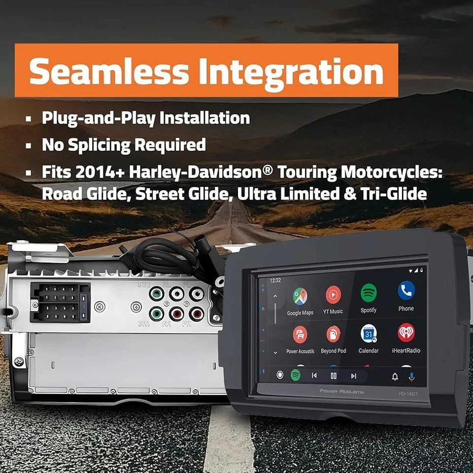 Power Acoustik HD-14KIT Harley Davidson 7 Inch Apple CarPlay Android Plug + Play - Image 2 of 4