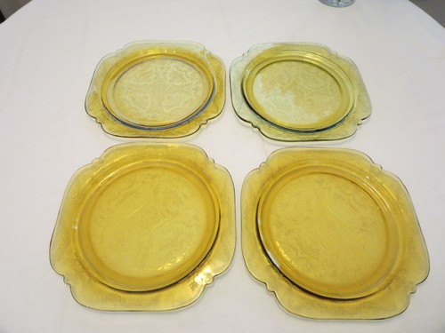 Vintage 20-Piece Setting For 4 Of Federal Amber Depression Glass Madrid - Picture 2 of 16