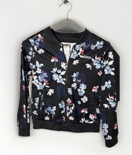 Adidas Long Sleeve Sport Girl's Large 14 Full Zip Black  Floral Track Jacket