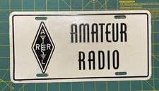 ARRL Logo Amateur Radio Aluminum License Plate Embossed Black Letters on White