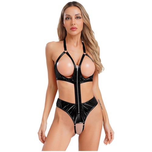 Mujeres Mameluco Sin Entrepierna Leotardo Halter Body Rave Adulto Bodycon Ropa de Club - Imagen 17 de 38