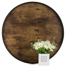 Hanobe Decorative Coffee Table Tray Brown Wood Round Rustic Wooden Trays Centerp