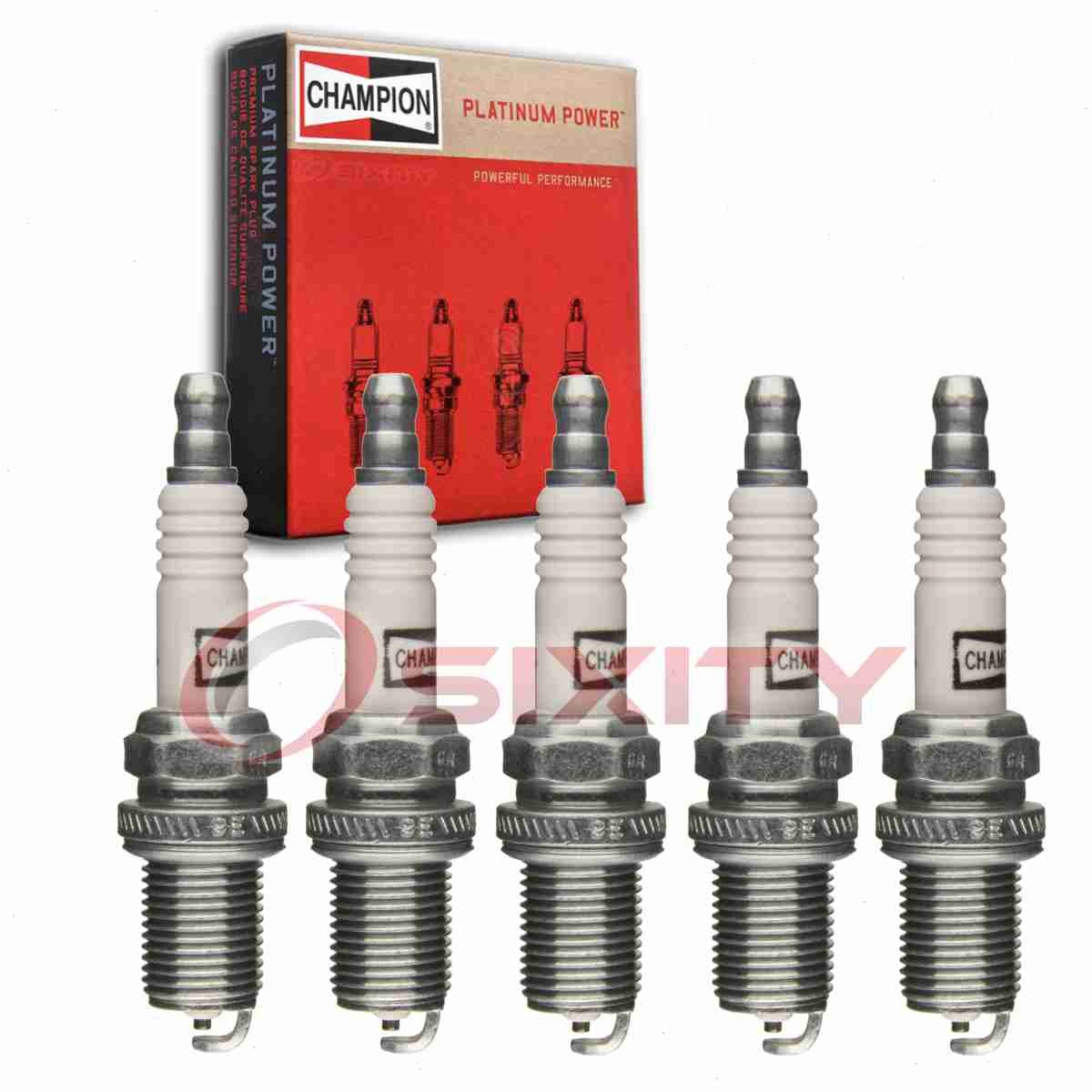 5 pc Champion Platinum Spark Plugs for 1991 Audi 200 Quattro 2.2L L5 ki