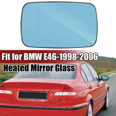 Driver Passenger Side Mirror Glass Fits BMW 98-06 E46 E39 Blue Tinted Heated NEW