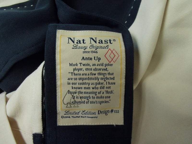 NAT NAST LIMITED EDITION #122 EMBROIDERED 100% SILK "ANTE UP" POKER CASINO SHIRT
