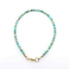 3mm Small Tiny Thin Genuine Arizona Usa Turquoise & Yellow Gold Heishi Bracelet