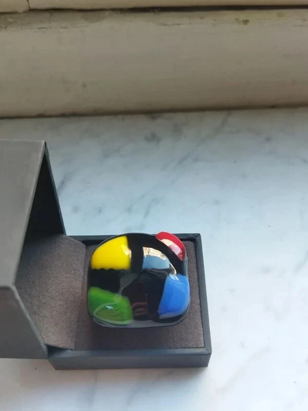 ✨ Anillo Burbuja en Cristal Arlequín ✨ - Imagen 2 de 3