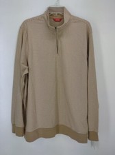 NWT Izod Heavy Jersey 1/4 Zip Pullover Size L Striped Long Sleeve Shirt Khaki