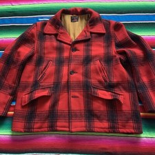 Vintage 50s Jc Higgins Womens? Wool Hunting Style Jacket Red Plaid