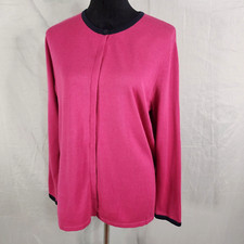 Vintage 80's VILLAGER LIZ CLAIBORNE Size Large Pink Button Front Knit Cardigan