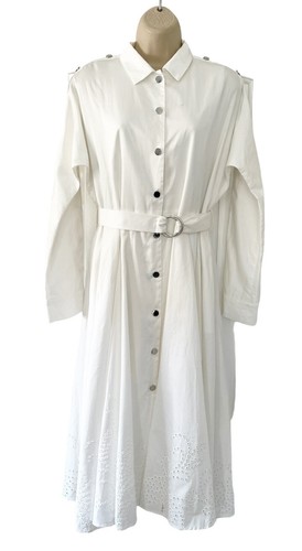 MAJE Renaline Blanco Camisa Vestido Para Mujer Talla 1 (Pequeño) Cinturón A presión Vestido Frontal Nuevo con Etiquetas - Imagen 3 de 12