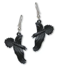 Gothic Black Raven Black Crow Dangle Earrings #1053