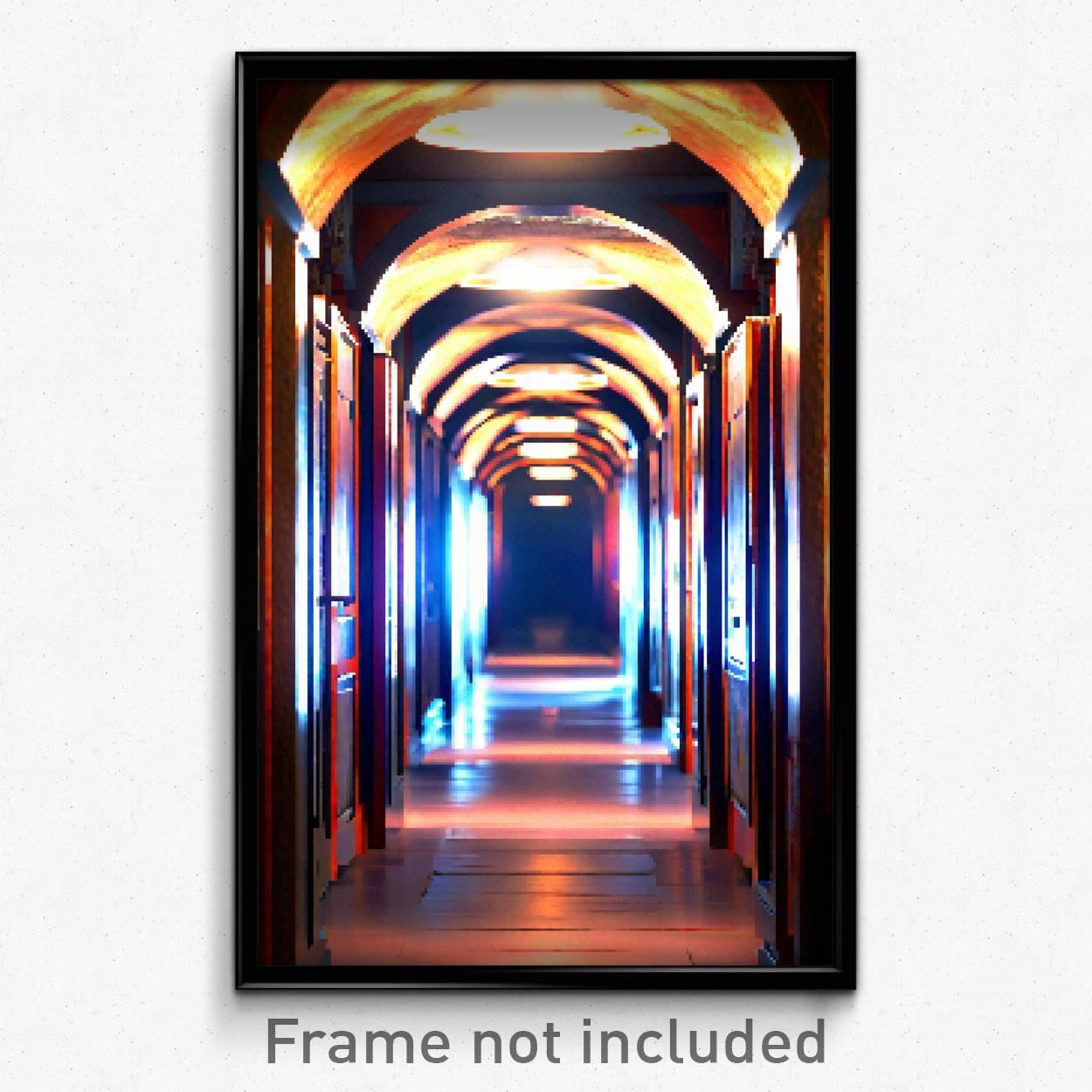 8-Bit Psychedelic Pixel Art Poster - Ancient Hallway Trippy Gamer Print