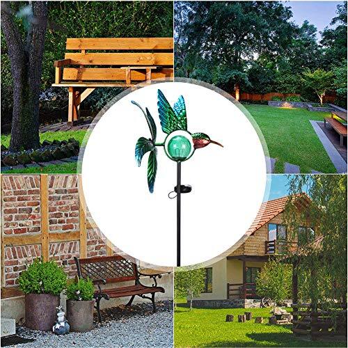 Solar Hummingbird Wind Spinner Metal Kinetic Garden Stake Lights Wind Spinners O - Picture 4 of 7