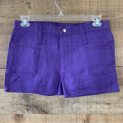 Vintage 1960 s 1970 s Maverick Purple Cotton Denim Western Trim Shorts NWT