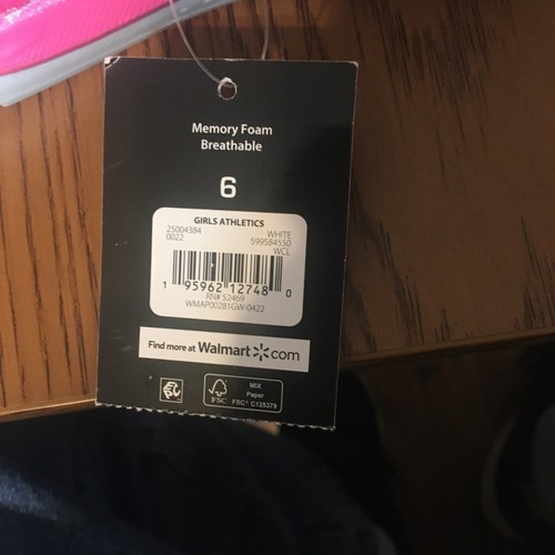 Athletic Works Memory Foam Breathable Knit MULTI COLOR Girls Shoes SIZE 6 NWTS!! - Picture 7 of 7