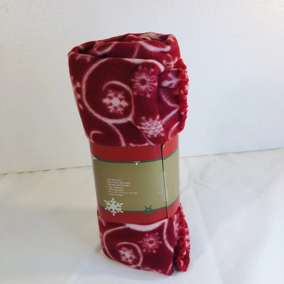 Cobertor de flocos de neve vermelho Natal/Namorados macio e aconchegante para férias 50”x60” - Imagem 2 de 4