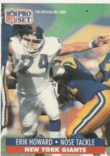 FREE SHIPPING-MINT-1991 Pro Set Erik Howard #64 GIANTS PLUS BONUS CARDS
