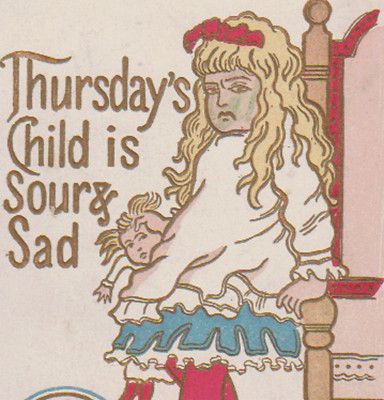 CLARK'S ONT THREAD TRADE CARD, THURSDAY CHILD ~ FROM ONE DAY OF WEEK SET  V1077
