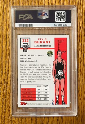 【希少】 2007 TOPPS 1957-58 VARIATION RC 2007 Topps 1957-58 Variation Kevin Durant RC #112 PSA 8 NM-MT | eBay
