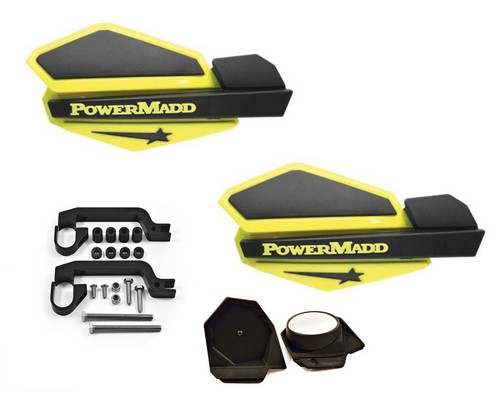 Powermadd Star Series Hand Guards Mirror Mount Kit Yellow Black Suzuki LTR450 - Bild 1 von 4