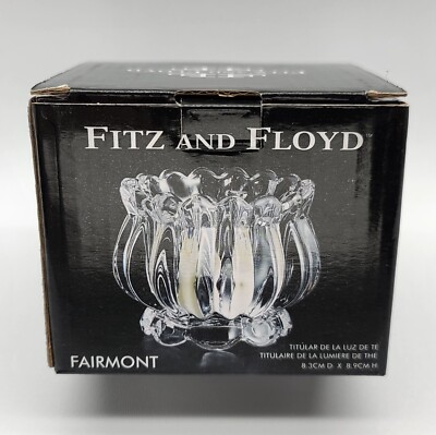   Fitz and Floyd Fairmont Glass Votive Tea Light Candle Holder - 3.25'' x 3.5''