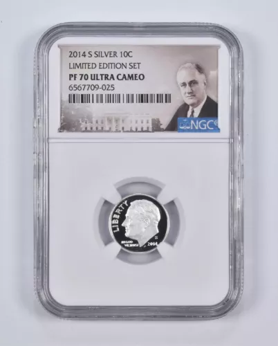 PF70 UCAM 2014-S Silver Roosevelt Dime Limited Edition NGC Special Label
