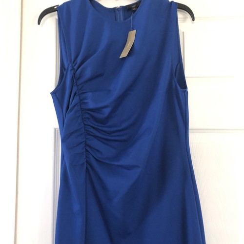 J Crew 365 Blue Ruched Ponte Sheath Sleeveless Dress Sz 12 New - Picture 3 of 18