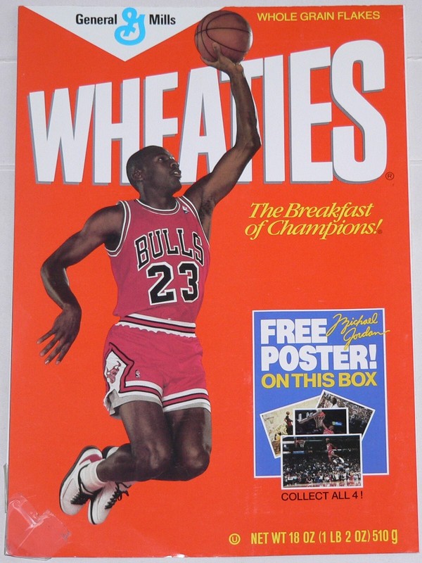 poster 1988 Michael Jordan 23 Chicago Bulls / Wheaties cereal box NBA basketball