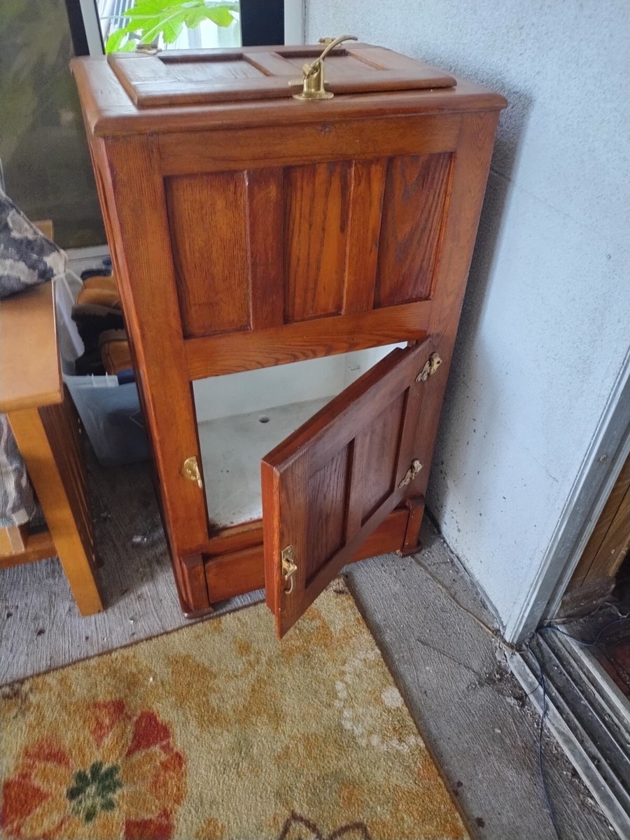 Antique Oak Wood Belding Hall Century Refrigerator Narrow Ice Box