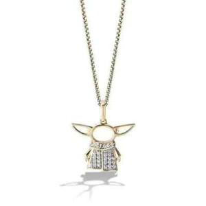 Authentic 1.00 Ct Round Cut Real Moissanite Star Wars Grogu Pendant 14K Yellow Gold Plated