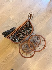 ANTIKER PUPPENWAGEN HOLZ RATTAN UND TEXTIL