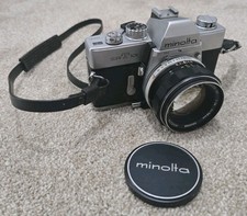 Minolta SRT 101 35mm SLR Film Camera w/ 1:1.4 Lens w Cap Leather Carry Strap