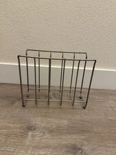 Silver Metal Wire MAGAZINE RACK Albums Mid Century Modern Retro